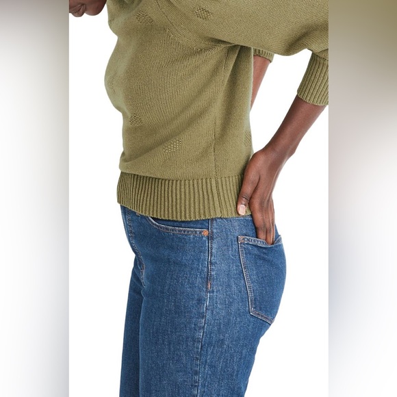 Madewell Eaton Dotted Puff Sleeve Cotton & Merino Yarn Pullover Sweater - Picture 3 of 8